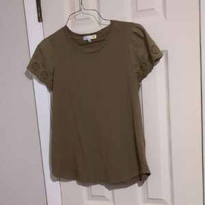 C&C California Khaki Eyelet Sleeve Tee